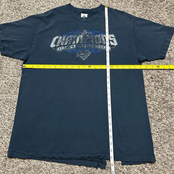 Vintage Thrashed Shirt Distressed Graphic Tee y2k Grunge Aesthetic Navy Blue - Picture 4 of 8